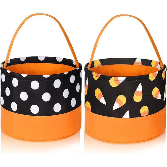2 Trick or Treat Bags Halloween Candy Bucket Fabric Candy Tote Bag Halloween Supplies 2 Styles