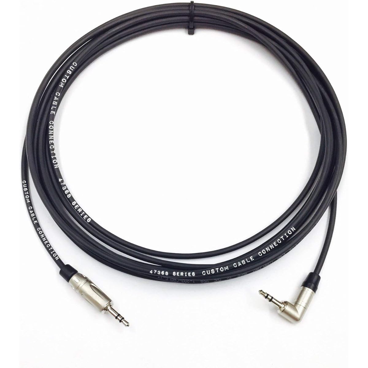 3.5MM Right Angle to 3.5MM Straight Stereo Audio Plenum CL3P Cable Male to Male FT6 Rated by Custom Cable Connection 40 Foot Black 47368-40P