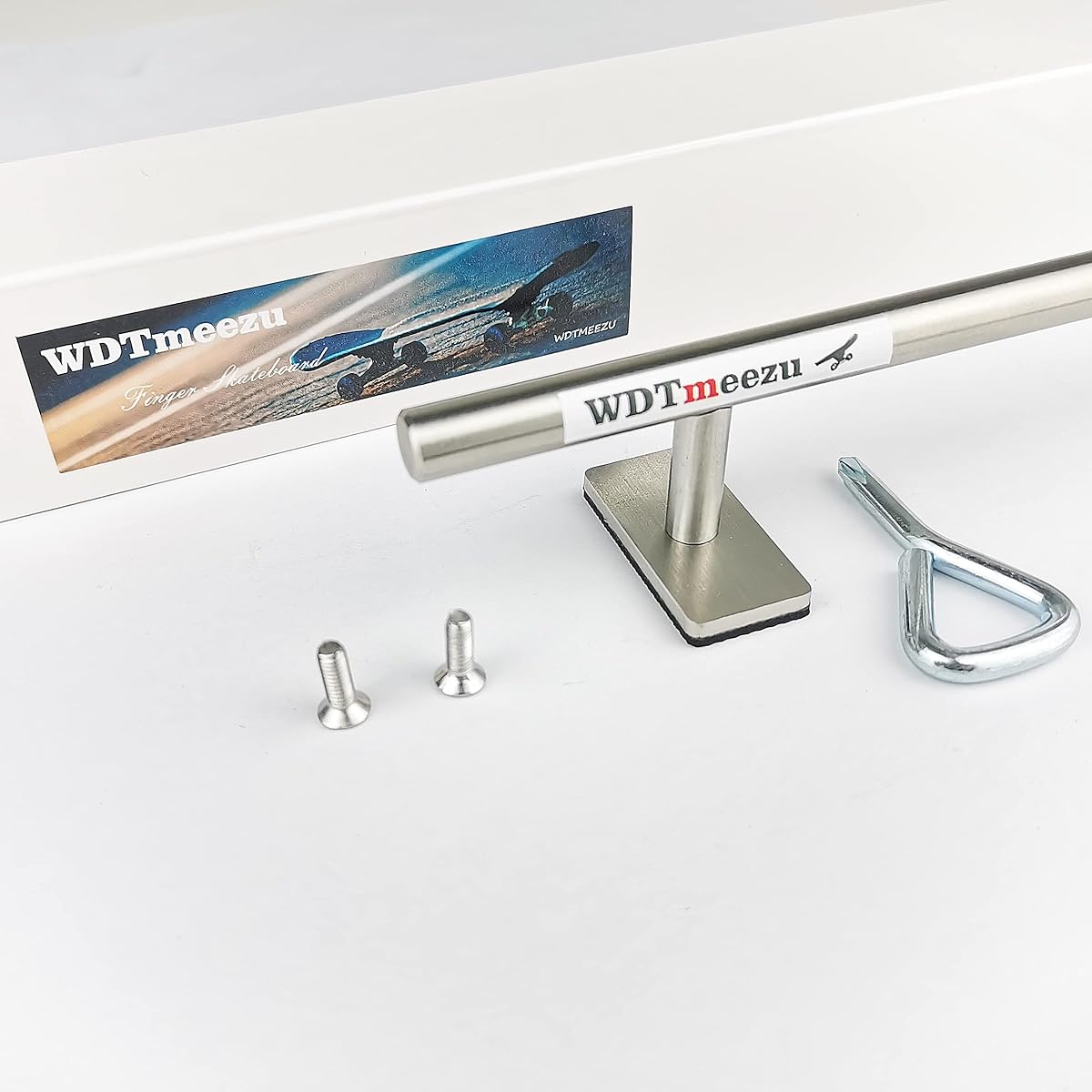 WDTMEEZU Fingerboard Round Rails Professional Props for Finger Skateboarding, Made of Metal, 10" Long