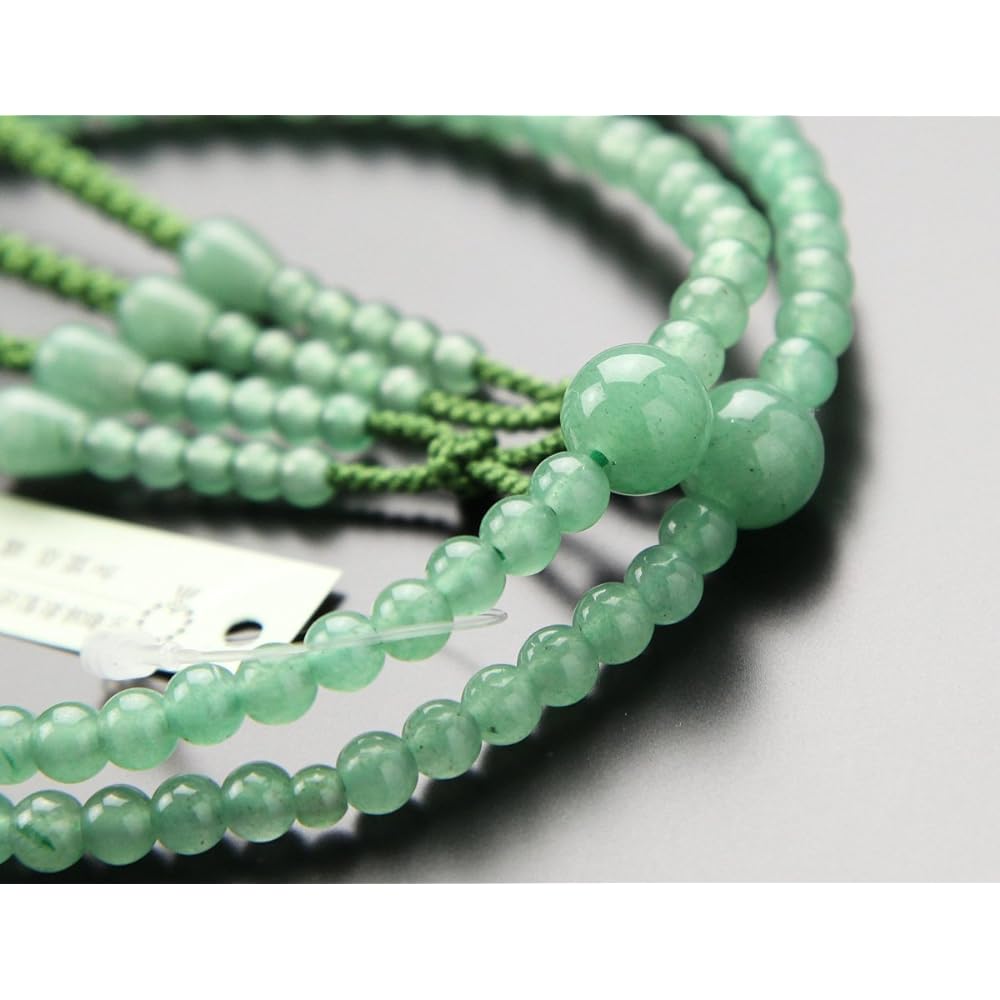 Nenju.com Shingon Buddhist Prayer Beads for Women 8 cm Indian Jade Sanskrit Tenbo [Regular Prayer Beads Kyoto Prayer Beads 108 Beads Kyoto Indian Jade Aventurine Eight Size Koyasan 2000400100674] [Pursary Bead Bag Free! ]