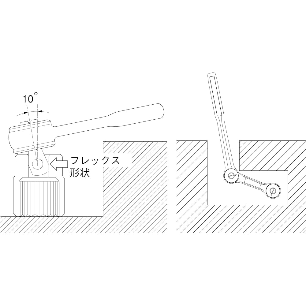 Top Industry (TOP) Handy Ratchet F Type 5° Feed Flex 10° Oscillation 9.5mm Insertion Angle Compact Wrench RH-3SF Tsubame Sanjo Made in Japan *6 pieces included