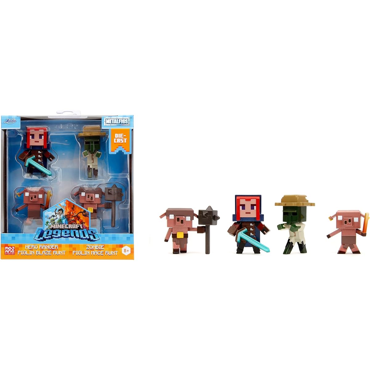 Minecraft Diecast Figures 2.5" Pack of 4 Kids and Adult Toys