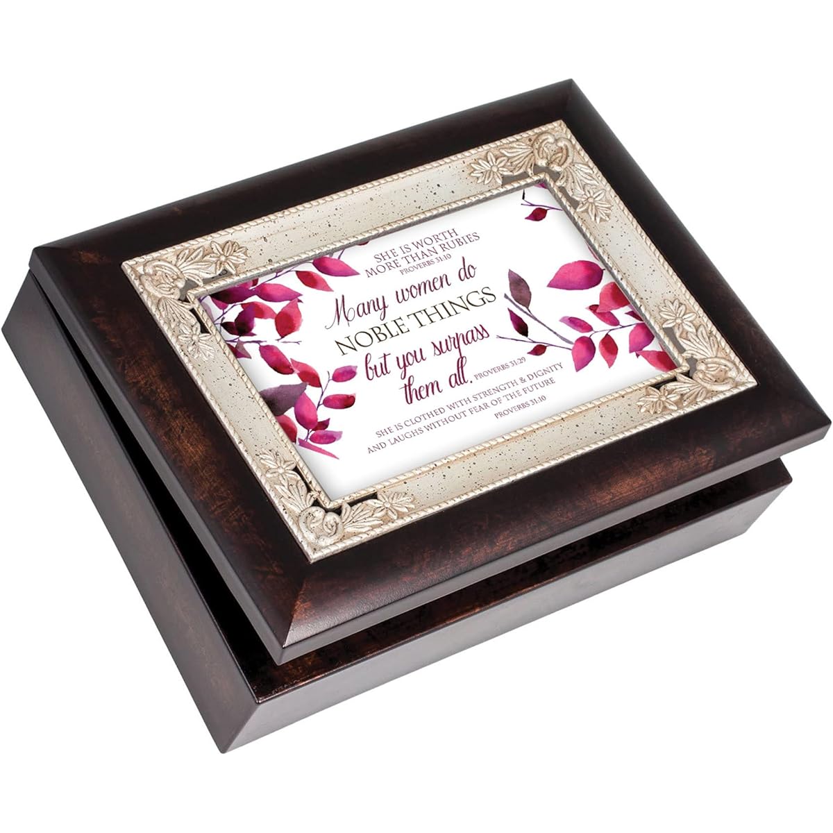 Cottage Garden Women's Noble Things Burlwood Jewelry Music Box Amazing Grace
