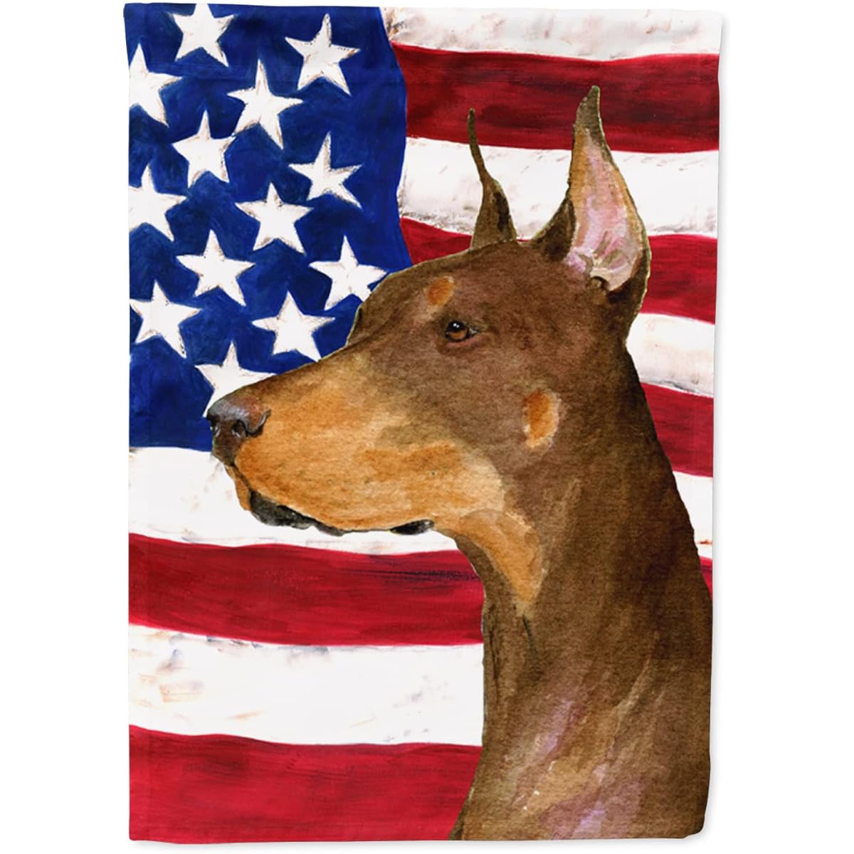 Caroline's Treasures SS4224CHF American Flag with Doberman Flag Canvas, Large, Multicolor