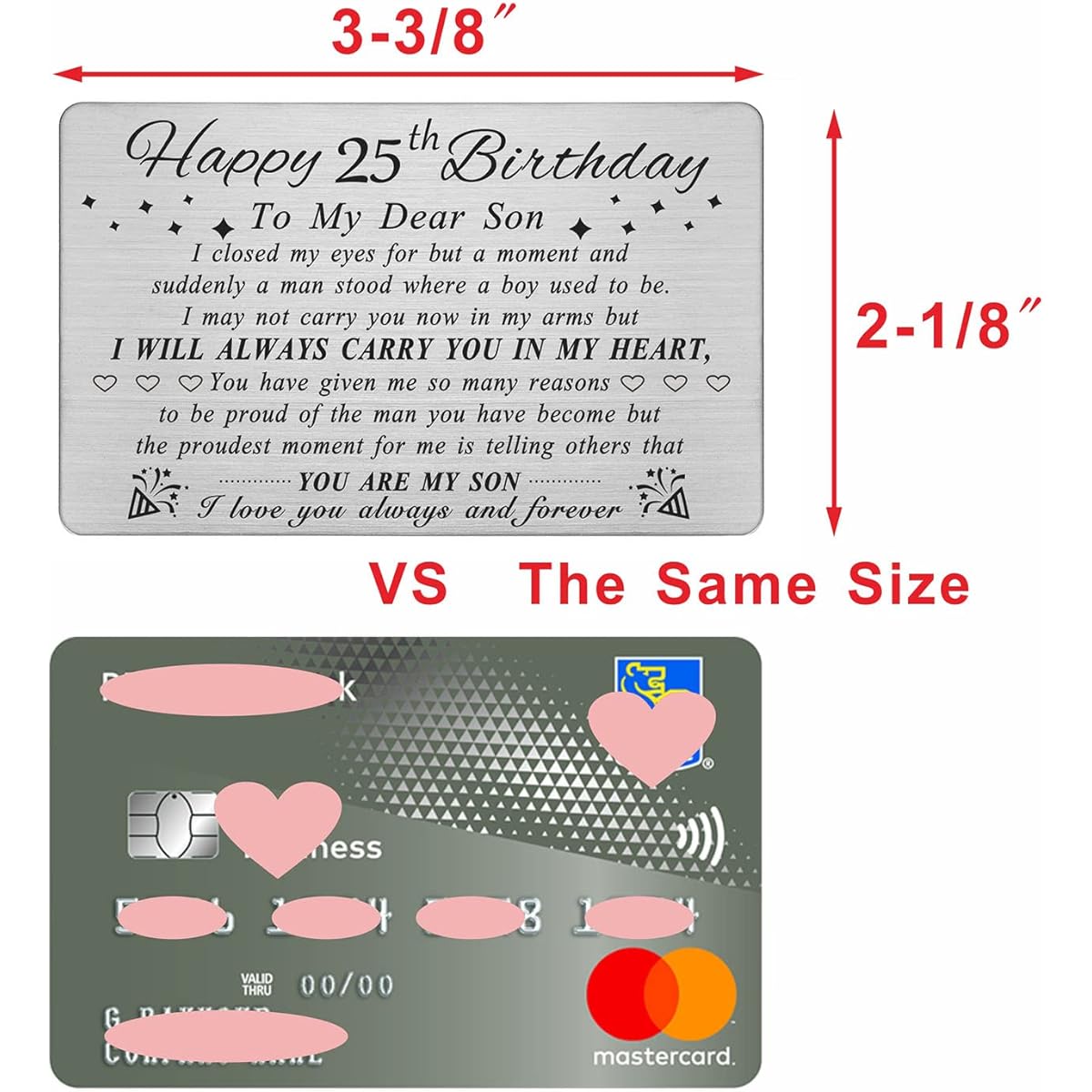 DEGASKEN Son 25th Birthday Card Gift 25th Birthday Gift Gift for Son Personalized Steel Engraved Wallet Card