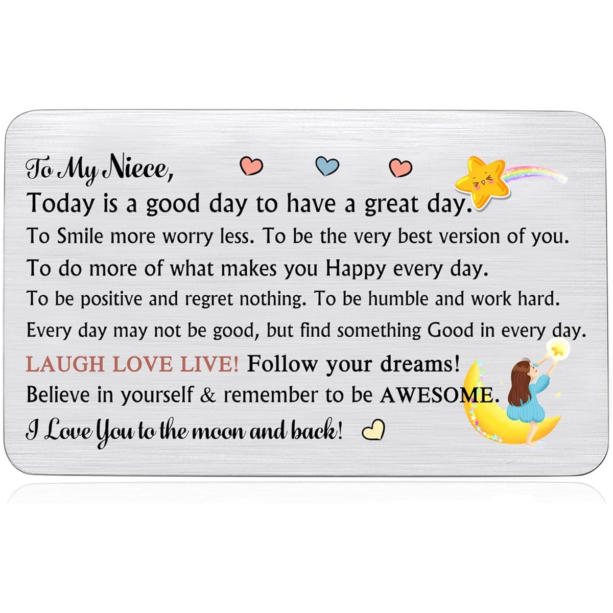 Wallet Insert Card Birthday Greeting Card Pocket Love Note Inspiration Graduation Gift Dad Mom Grandma Christmas Present Personalized Soulmate Valentine's Day Souvenir (Niece)