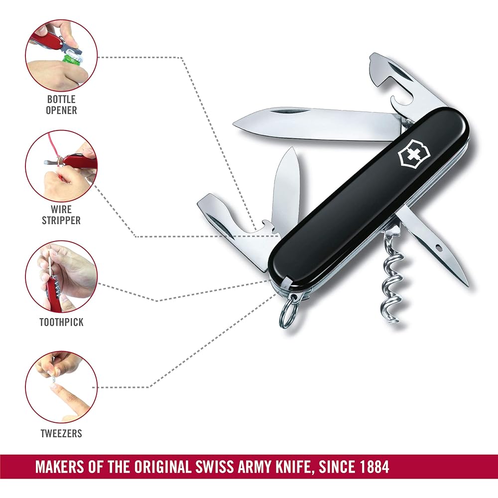 VICTORINOX Spartan Swiss Army Knife, Multifunctional Knife, Outdoor Disaster Prevention Goods, Corkscrew, Flathead Screwdriver Included, Equipped with a Can Opener, Swiss Made Multi-Tool with 12 Functions, Compact Disaster Prevention Goods, Jutoku Knife