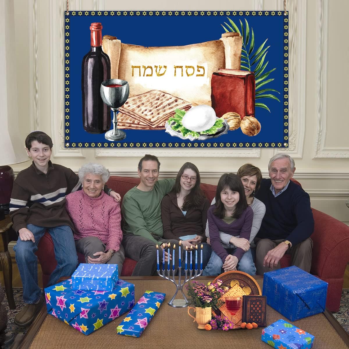 Nepnuser Happy Passover Photo Booth Backdrop Jewish Pesach Festival Indoor Outdoor Home Wall Background Decor