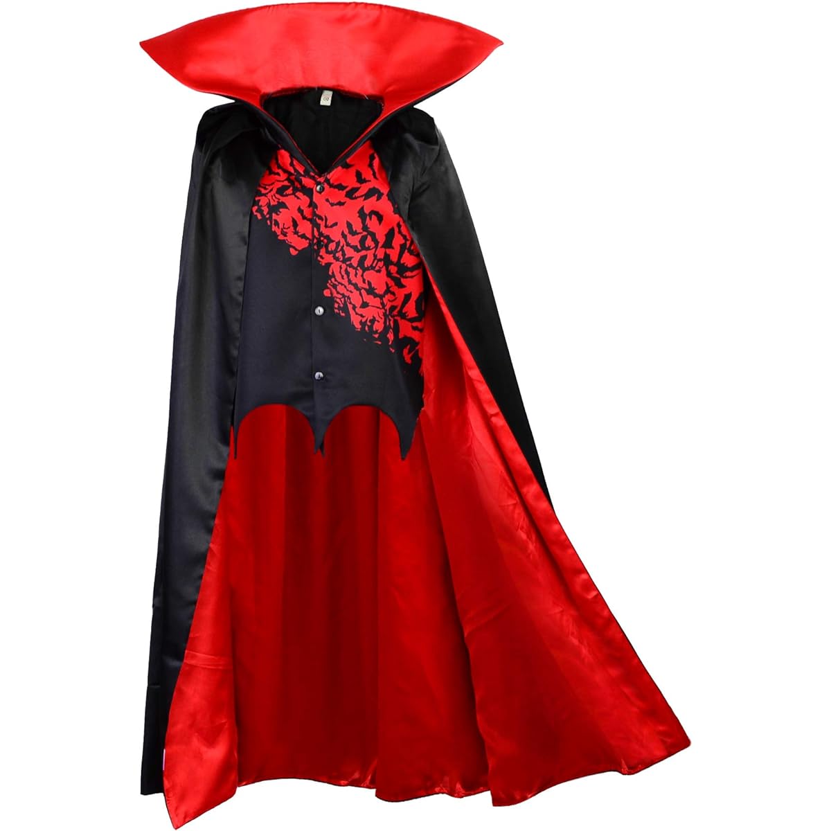 Kids Vampire Cape Best Stand Collar Cloak for Children Black Red Dracula Halloween Costume Carnival Dress Up 152 (11-12 Years) VK