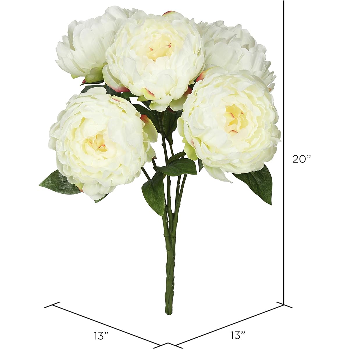 Vickerman Everyday 20" Artificial Cream Peony Bunch - Indoor Floral Bush - Decorate Your Home or Office Vase