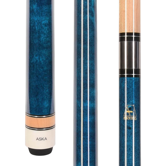 Aska L3 2PC No Lap Pool Cue Stick, 58" Hard Rock Canadian Maple, 13mm Hard Tip, Improve Your Game (Blue 20-ounce)