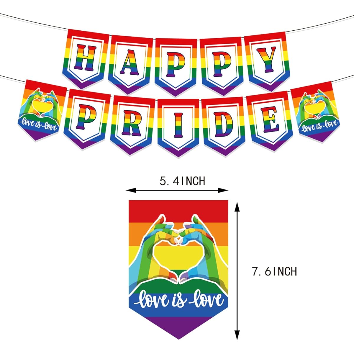 Jiudungs Happy Pride Decoration Set LGBTQ+ Gay Pride Banner Balloons Cake Topper Hanging Swirls Pride Day Moon Parade Rainbow Party Decorations Supplies