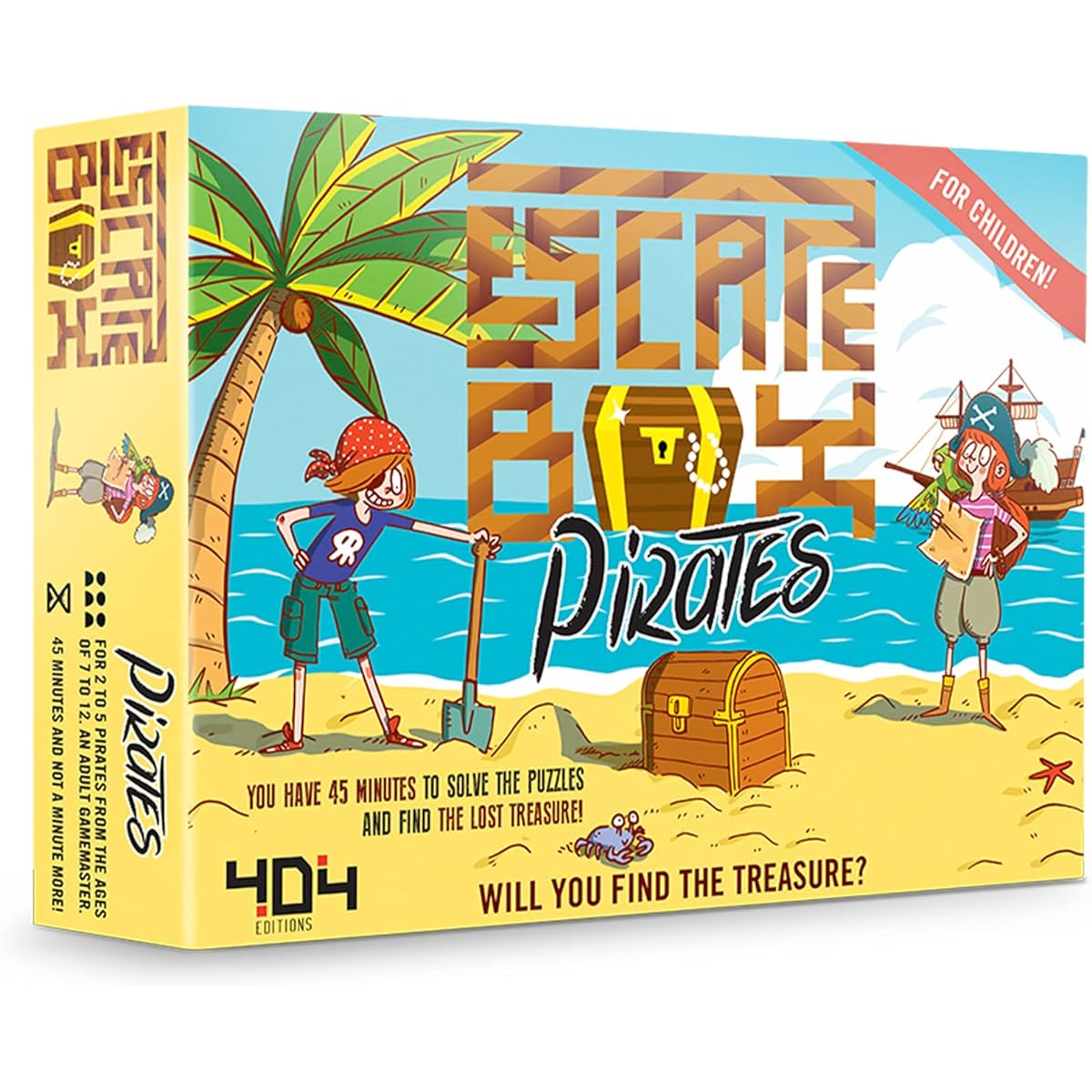 Escape Box Pirate Game | Escape Room in a Box | Fun for Family Game Night | For Kids and Adults | Ages 5+ | 2-5 Players | Average Play Time 45 Minutes | Made by 404 On Board