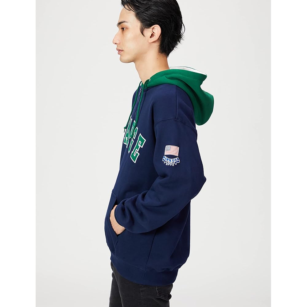 [Extra Large] Hooded Sweatshirt CONTRAST COLOR HALF ZIP HOODED SWEAT Men's