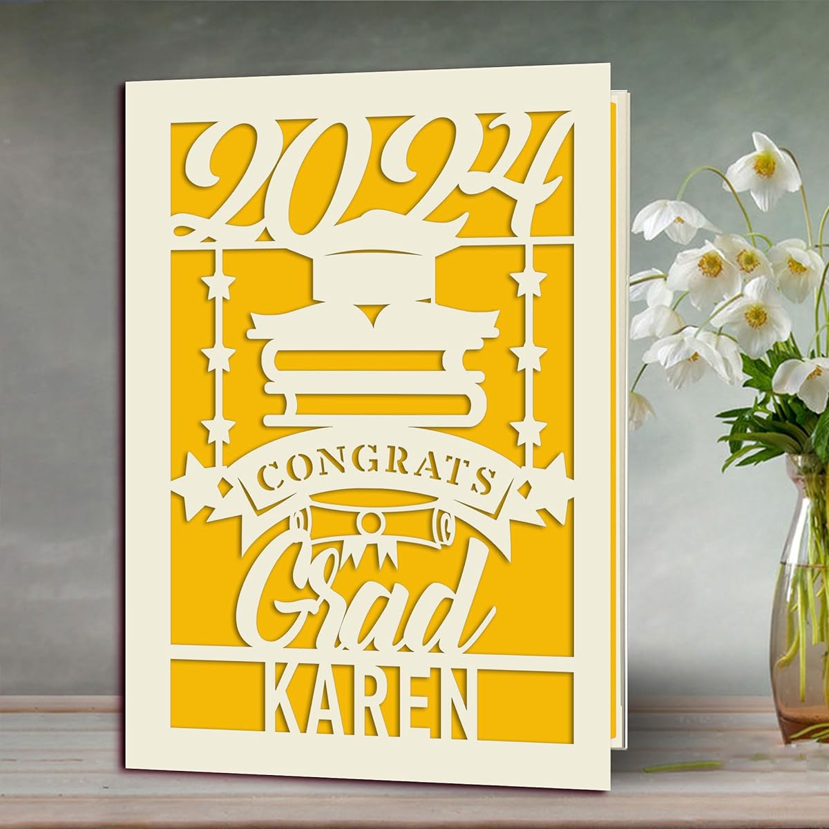 EDSG Personalized Graduation Cards Greeting Cards Graduation Gifts Class of 2023 Graduation Gifts Congratulations Laser Paper Cut for Him/Her/Friend/Classmate/Roommate/Daughter(Gold)