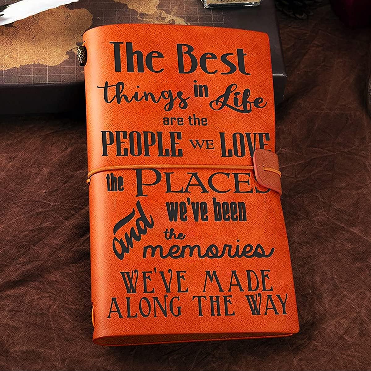 Inspirational Quotes Leather Journal Notebook for Women and Men - The Best Things in Life are The People You Love Quotes Vintage Travel Motivational Writing Journal Gift Graduation Birthday Christmas