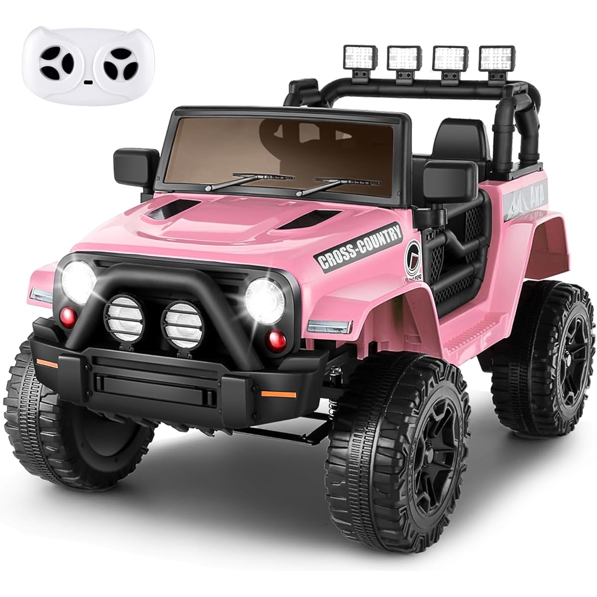 Hikole Electric Ride On Kids 12V Battery Powered Car with Parent Remote, Music, Windshield, Spring Suspension, 3 Speeds, Boys Girls Gift, Pink