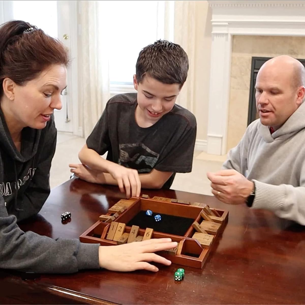4 Player Shut The Box(TM) Dice Game with Lid - 14" Natural Wood - Play 1-4 People Simultaneously for Classroom, Home, Pub - Large by WE Games (USPTO & TmOff)