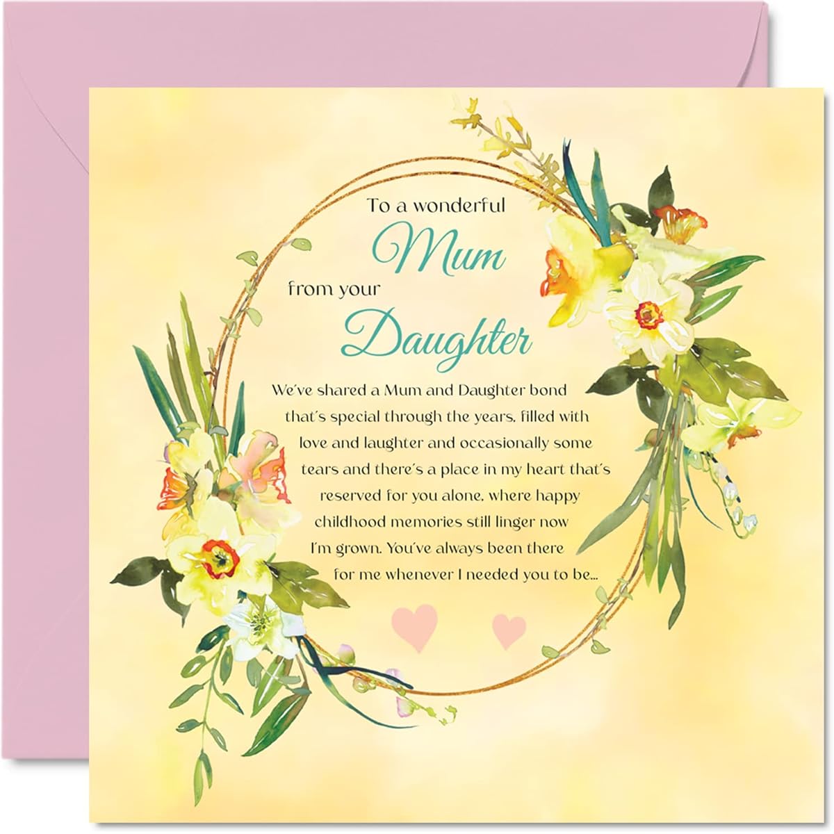 Traditional Birthday Card for Mum from Daughter, Beautiful Classic Floral Bouquet Birthday Card Gift for Mother, 145mm x 145mm Seasonal Mothers Day Mummy Mama Mam Mammy Flower Gifts Greeting Cards Topaka