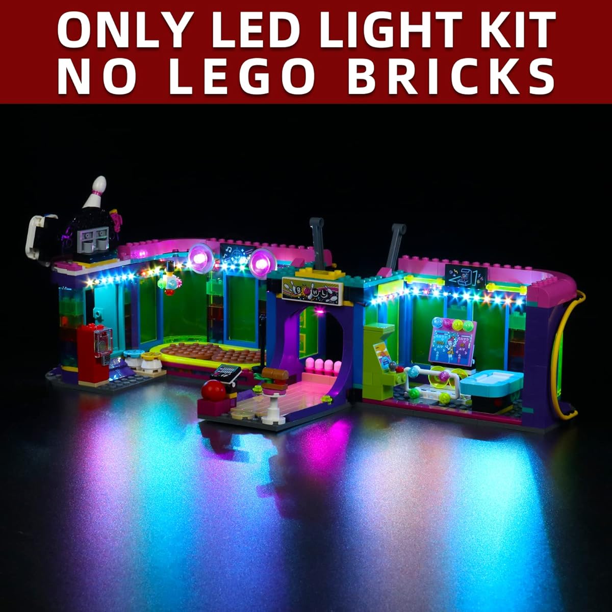 Bourvill LED Light Kit for Lego 41708 Friends Roller Disc Arcade - Light Set Compatible with Lego 41708 Set - Classic Version (No Model Light Kit)