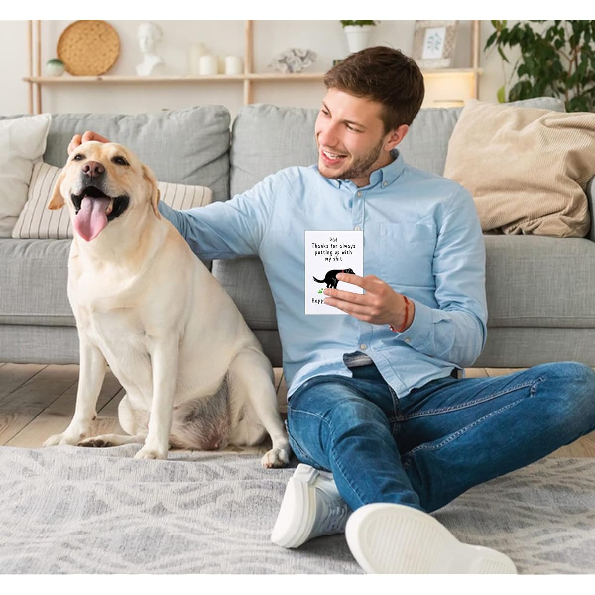 FaCraft Funny Father's Day Card Dog Dad Father's Day Card Happy Father's Day Card for Dog Dad Best Dog Dad Greeting Card Fun Dog Card for Dad from Daughter Son Wife with Envelope