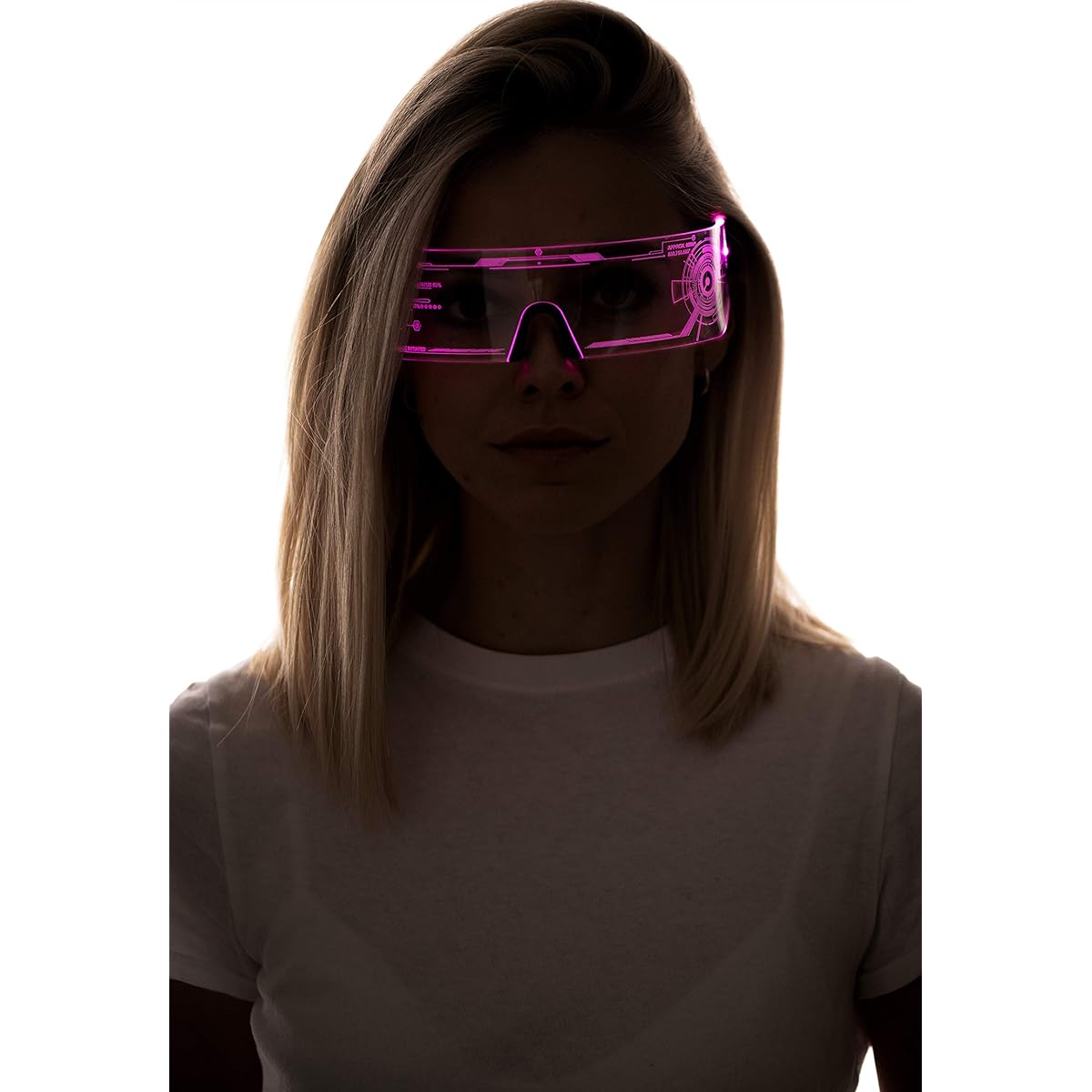 Cyberpunk LED Tron Visor Glasses, Great for Cosplay and Festivals, Cybergoth Cyberpunk Glasses Goggles HTC02