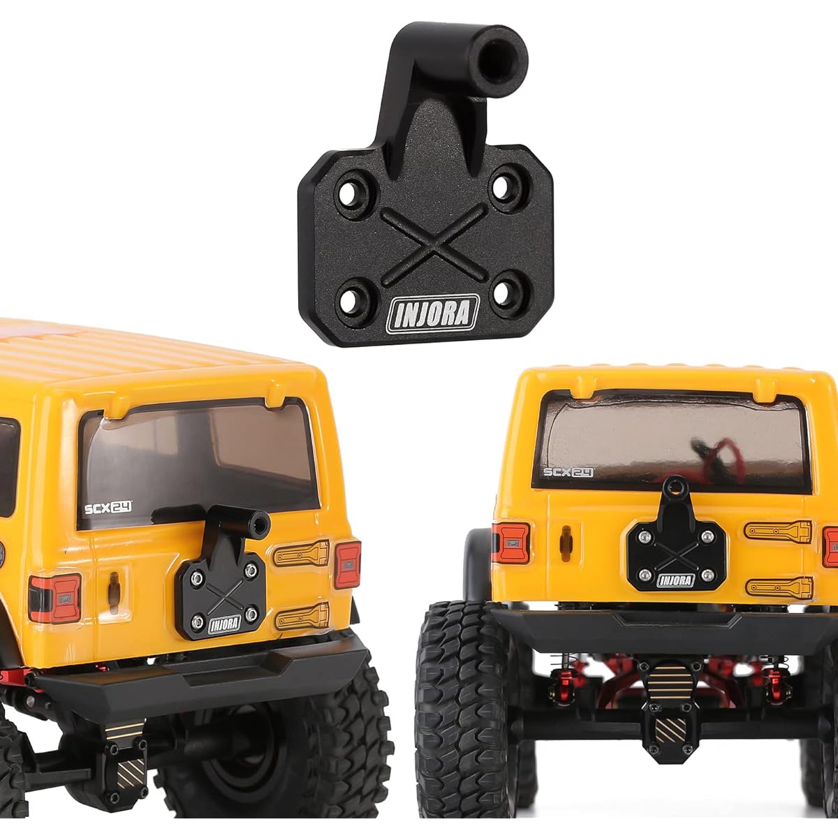 INJORA Spare Tire Carrier Wheel Mount Holder CNC Aluminum Spare Tire Carrier for Axial SCX24 Jeep Wrangler JLU AXI0002 1/24 RC Crawler Upgrade Parts