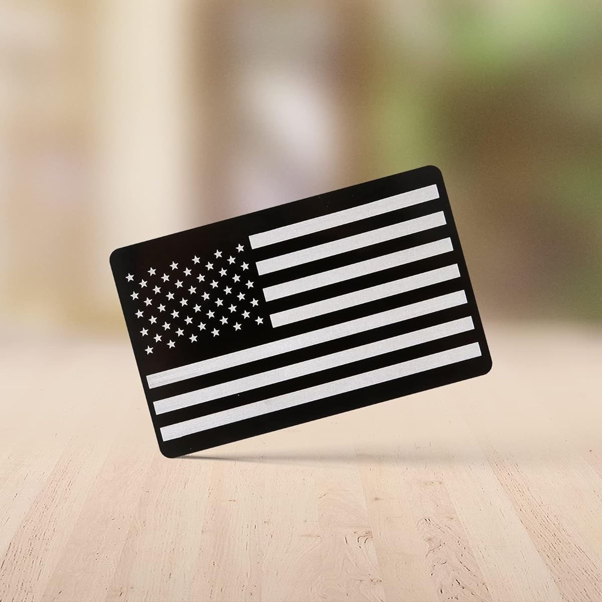 Blcak Metal Miranda Warning Cards with American Flag Laser Engraved Insert Cards Gifts 5 Count