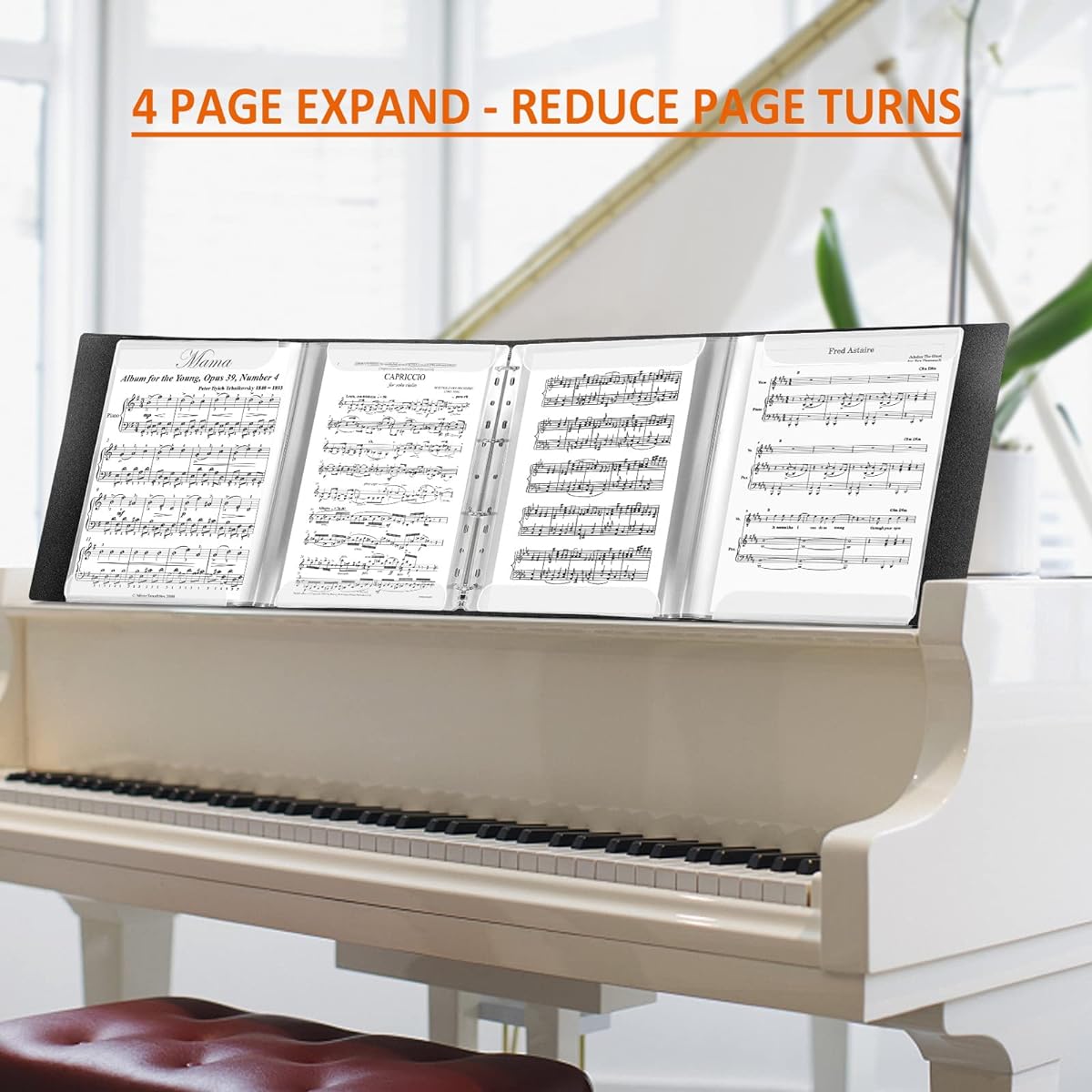 Music Folder 8.5 x 11 Letter Size Music Binder 4 Page Expansion 52 Pockets Writable Choir Folder Black
