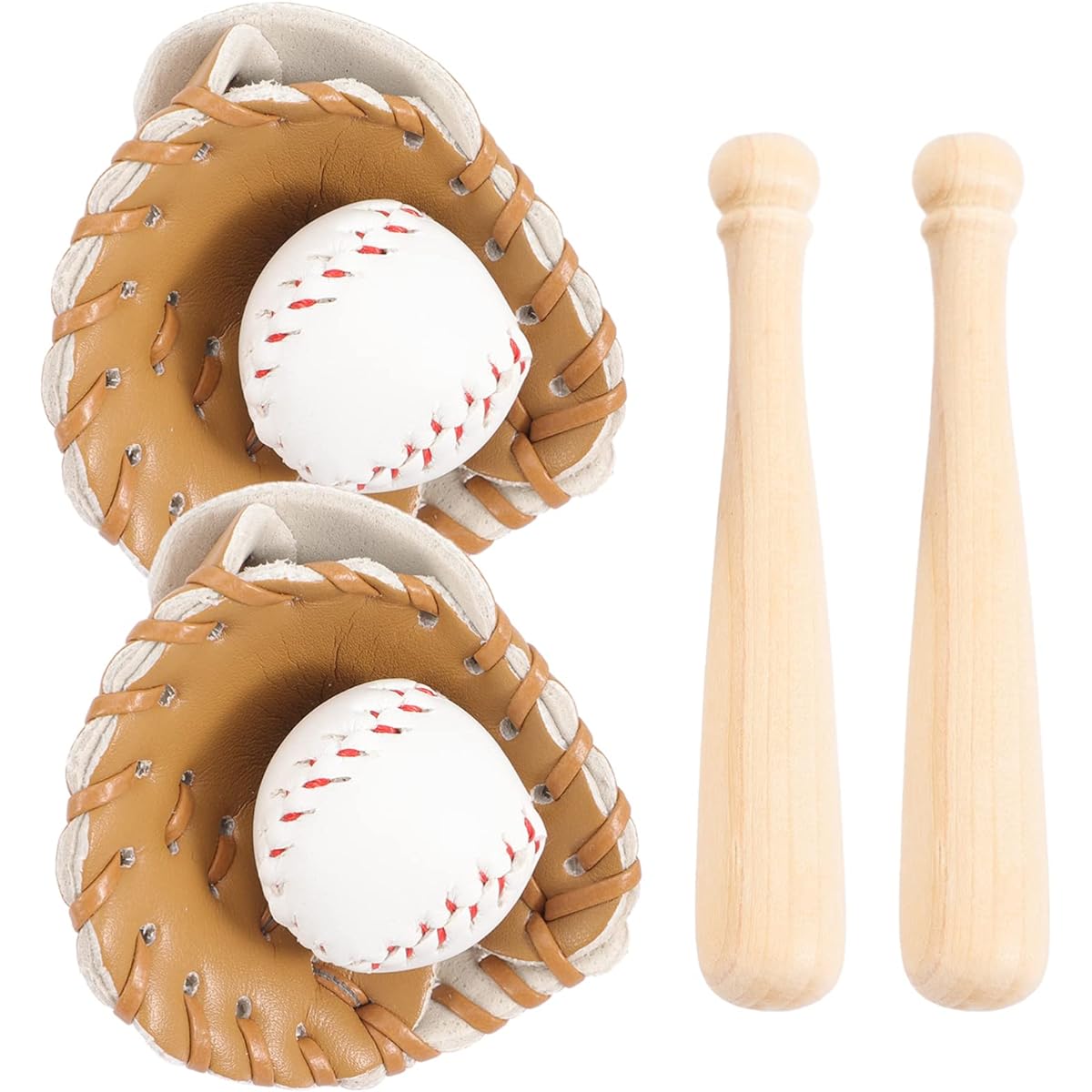 Toyvian Miniature Baseball Bat Glove and Ball Baseball Cake Decoration Dollhouse Accessories Party Favors Set of 2