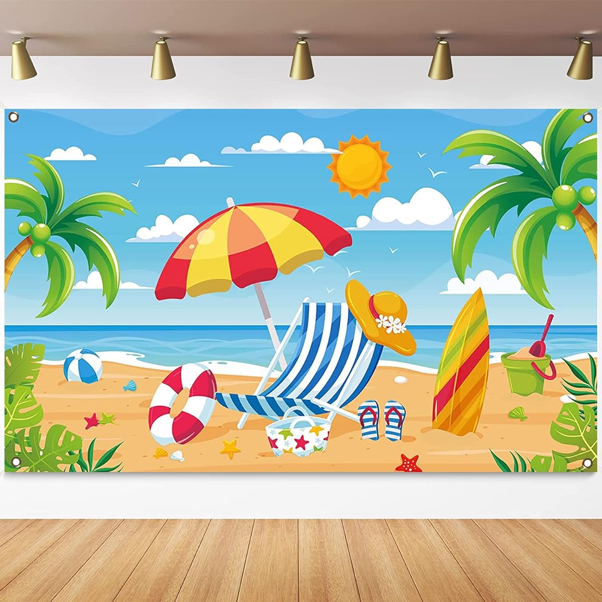 Summer Beach Party Decorations Hawaiian Party Backdrop Pool Surfboard Banner Hawaiian Theme Birthday Baby Shower Party Supplies Photography Background Photo Booth