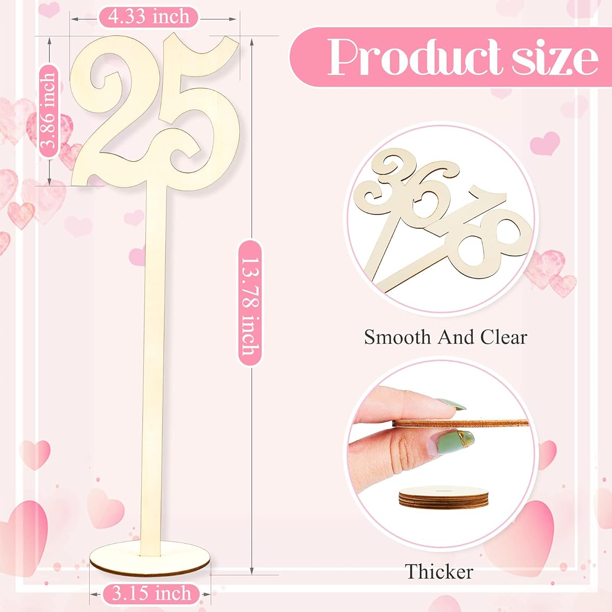 Wooden Table Numbers 1-36 Wedding Table Numbers with Sturdy Holder Base for Wedding Reception Banquet Cafe Restaurant Hotel Party