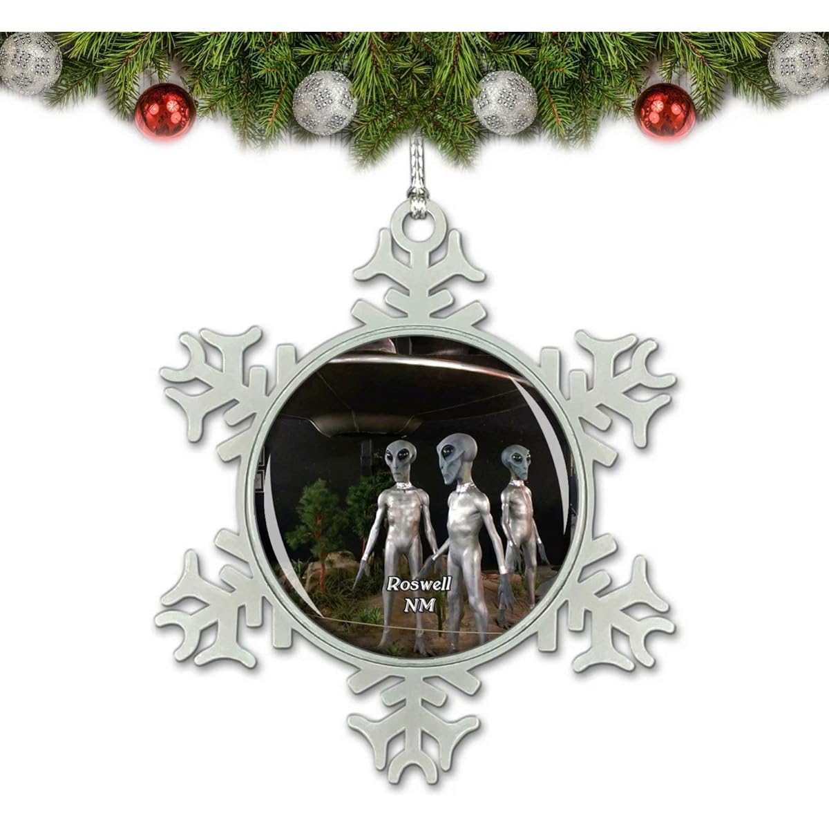 Roswell UFO Museum New Mexico USA Christmas Ornaments Tree Decoration Crystal Metal Souvenir Gift