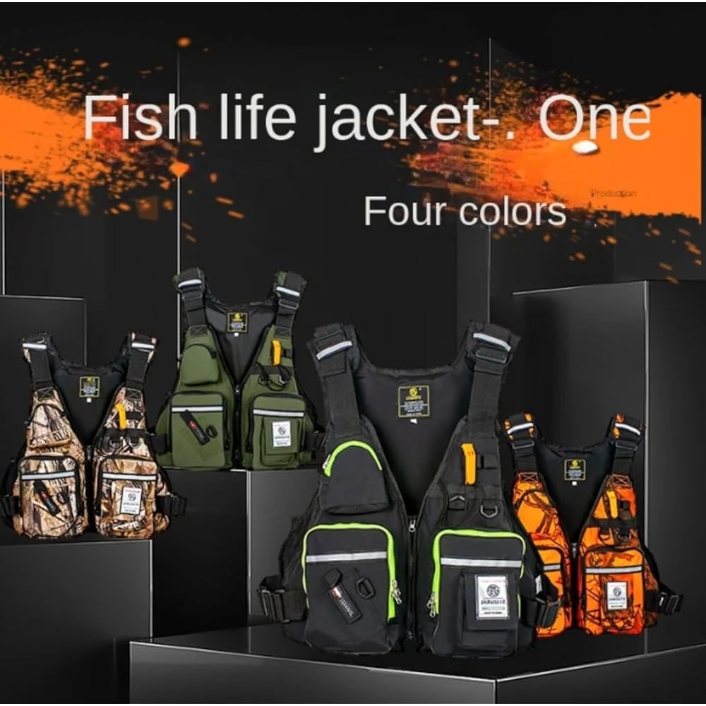 Fishing Vest Floating Vest Fishing Life Jacket Breathable Multifunctional with Whistle Reflective Belt with Buoyancy Material Up to 95 kg Loading Capacity