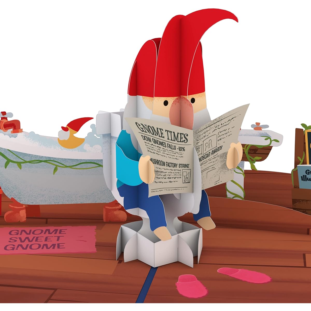 Lovepop Gnome Birthday Present Birthday Card with Pop Up Gift - Birthday Card - Handmade 3D Pop Up Greeting Card - Birthday Card - 5 x 7 Inch