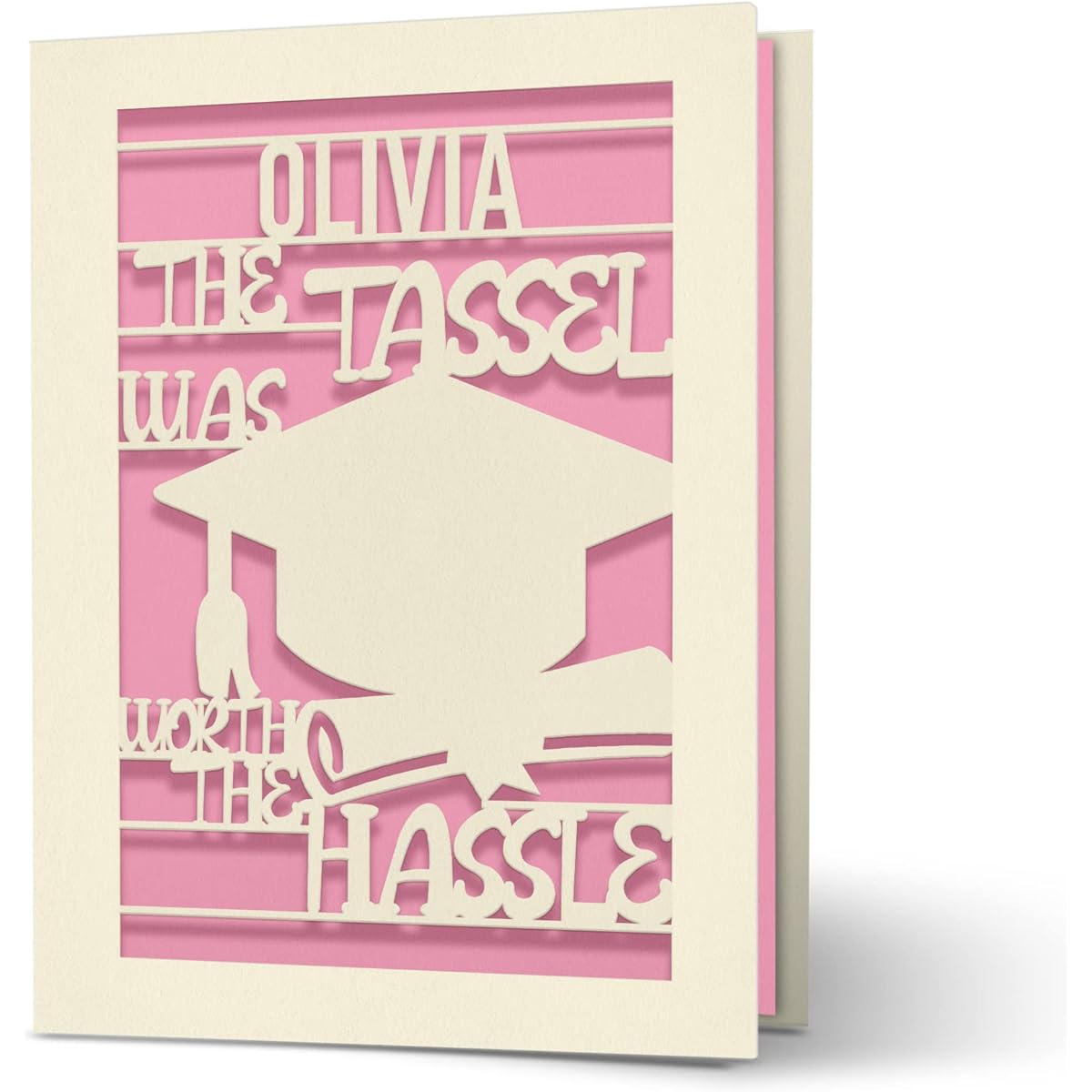 Personalized Graduation Cards for Him Daughter Son Graduate Student Friends Celebration Laser Paper Cut Class of 2022 Greeting Card with Envelope and Name (Pink)