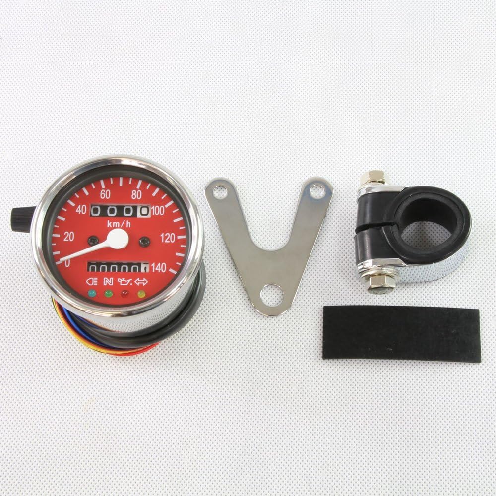 Rise Corporation Motorcycle Speedometer with LED Backlight Function 140km/h Mechanical 60 Pie Red T07Z9990004RD