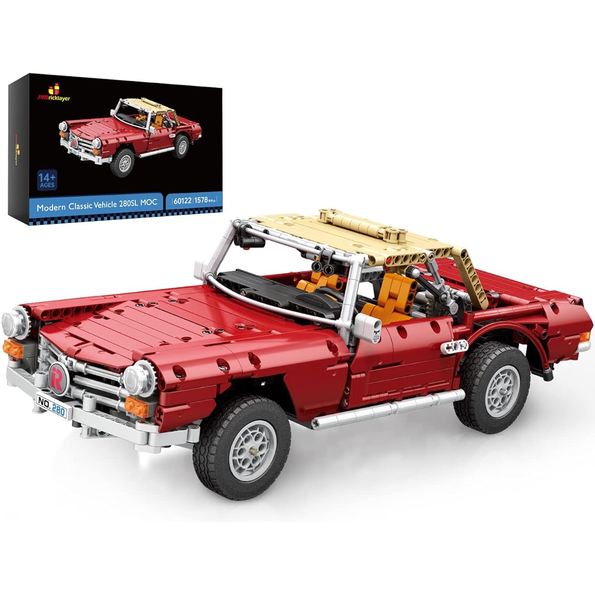JMBricklayer 60122 Convertible Model Car Kit MOC Sports Car Building Set with Shock Springs Transform Creative Toy Car Model Building Blocks Gifts for Boys and Car Lovers (1578 Pieces)