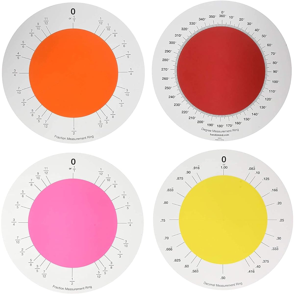 ETA hand2mind Magnetic Rainbow Fraction Circle for Teachers with Measurement Rings and Activity Guide