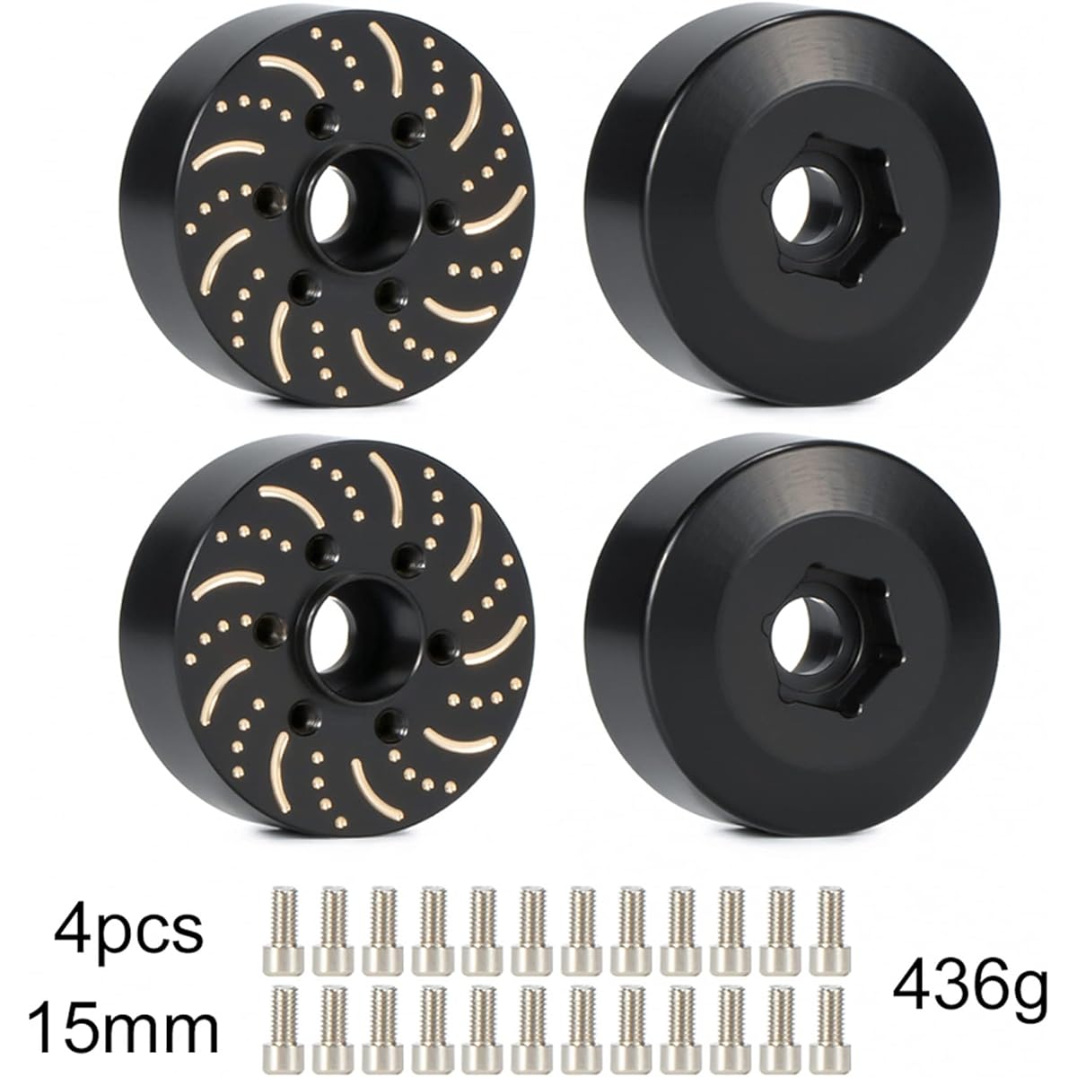 1/10 RC Crawler Brass Weights RC Brass Weights 12mm Hex Brake Disc Wheel Adapter 1.9/2.2 Beadlock Rim SCX10 Capra TRX4 TRX6 VS4-10 Gen8 Element RC Enduro (RC Brass Weights 15mmx4)
