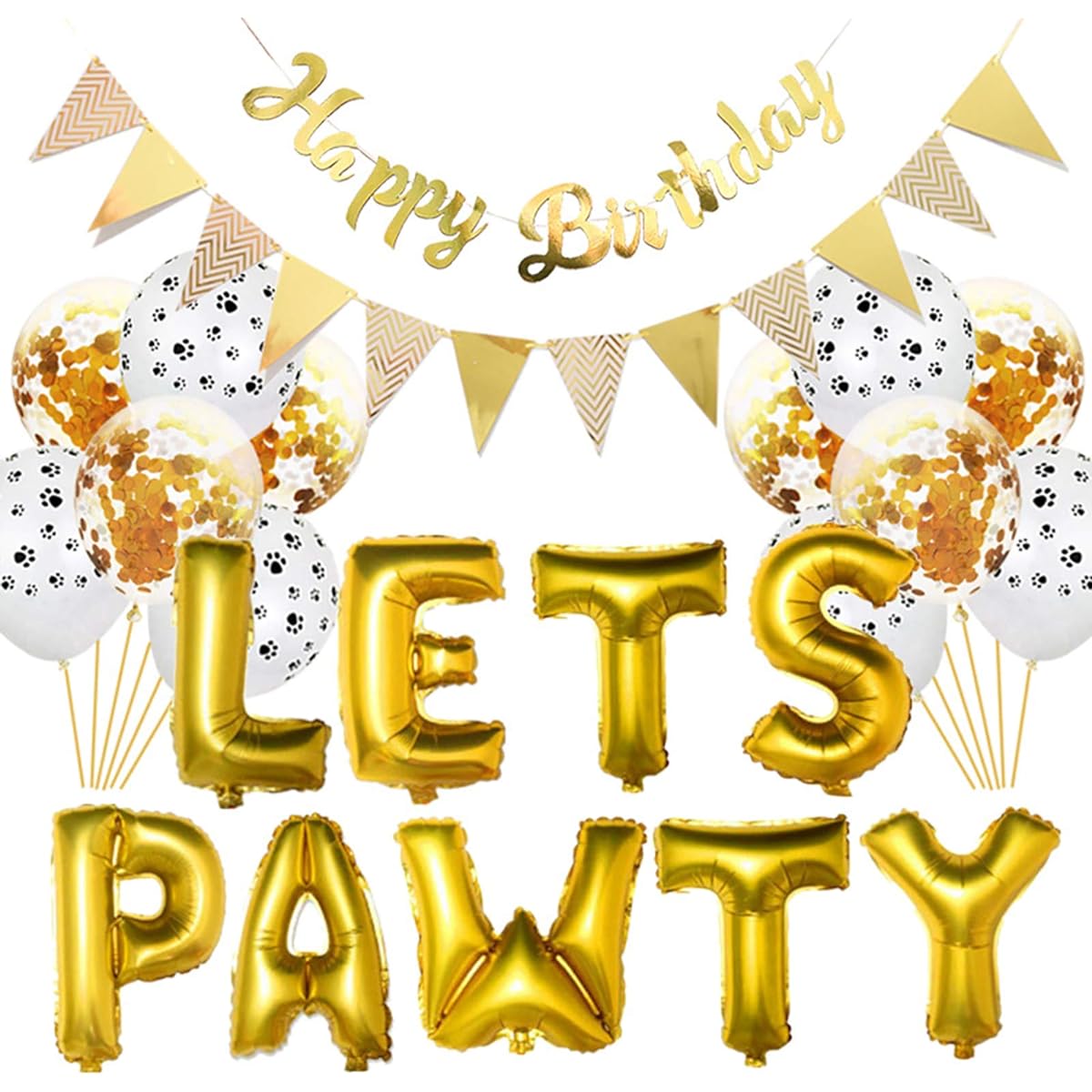 Leyeet Dog Cat Birthday Party Supplies, 23pcs Pet Dog Party Decorations Kit Pet Birthday Balloons Party Balloons Birthday Banner Party Supplies for Dog Cat Birthday Party