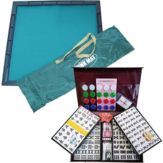 Mahjong tiles Daffodil + Junk mat ◎ Set of high-class mahjong tiles [Daffodil] and mahjong mat (JUNKMAT)