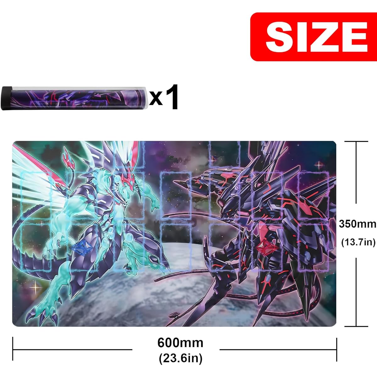 Sabermaster Card Rubber Mat Duel Mat Game Competition Pad Mat Card Binder Deck 23.6x13.7inch (Galaxy Eyes)