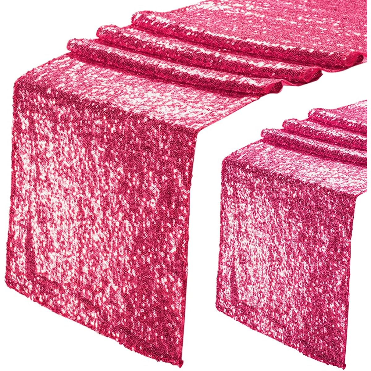 Eternal Beauty Sequin Table Runner Hot Pink 12" x 72" Glitter Hot Pink Table Runner for Wedding Party (2 Pack)