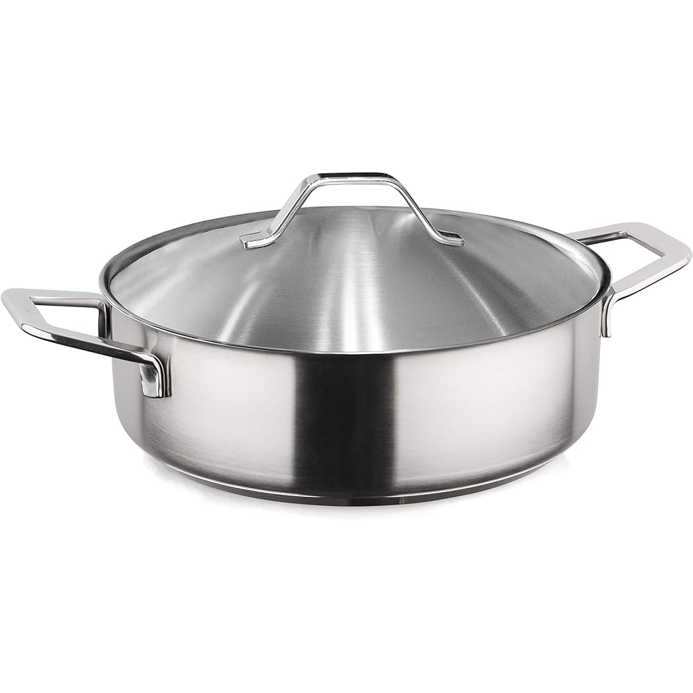 Barazzoni Two-handed pot stainless steel ∅22 x H7.6cm Low casserole SATINE 107004022