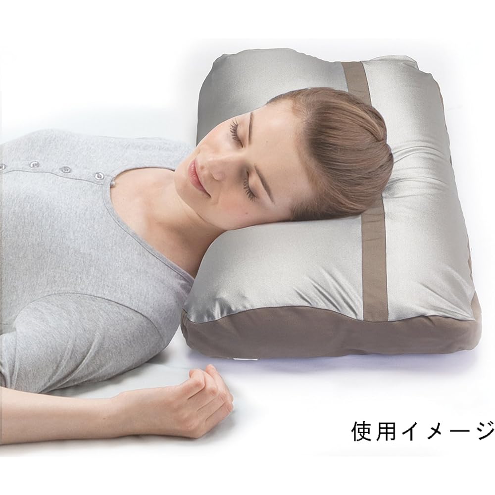 MOGU Pillow L Size White Pillow Bead Pillow Sleeping Pillow Made in Japan Metal Mogu Pillow with Cover (Total Length Approx. 60cm)