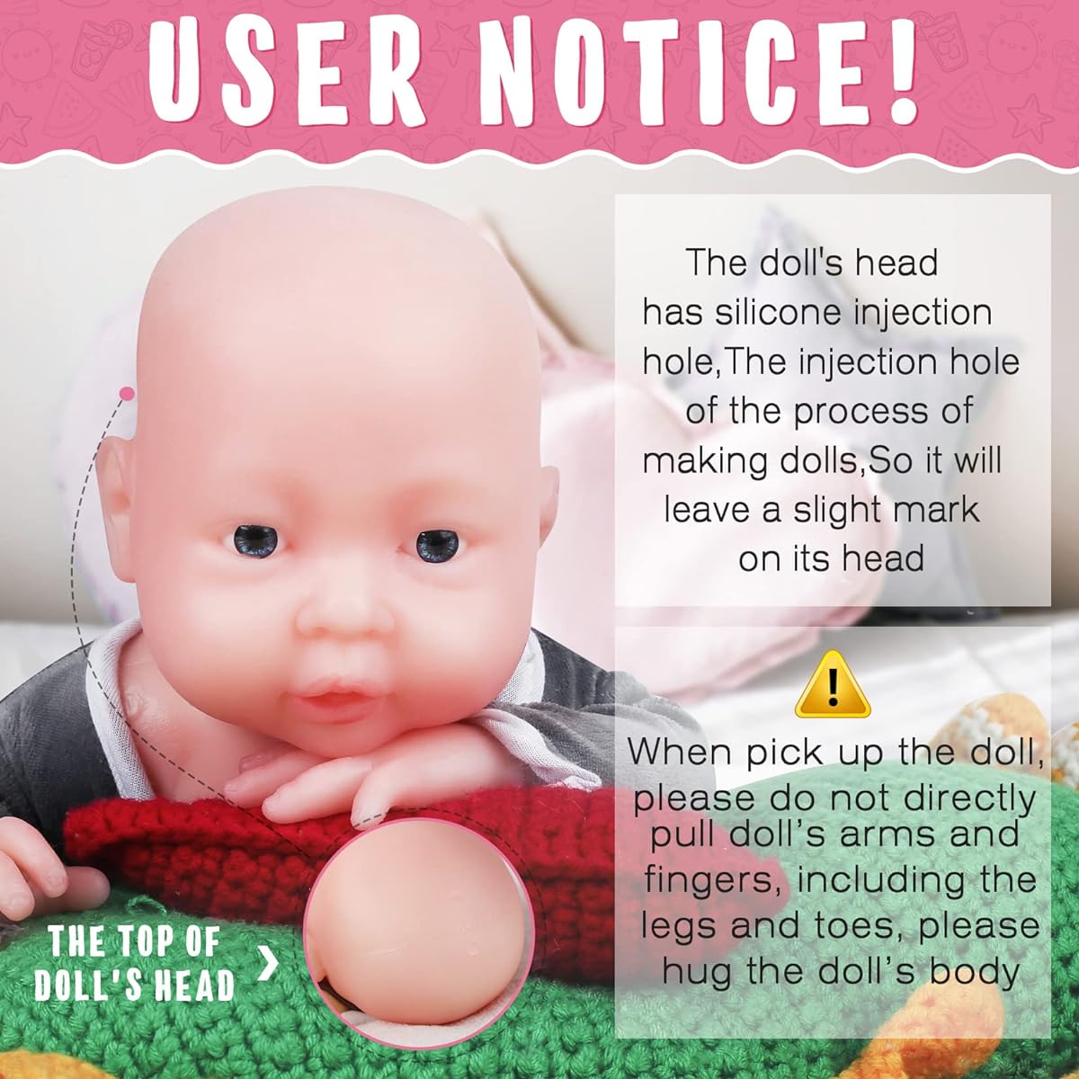 Vollence 16 inch Full Body Silicone Reborn Baby Doll Boy Platinum Silicone Doll Lifelike Newborn Baby Doll