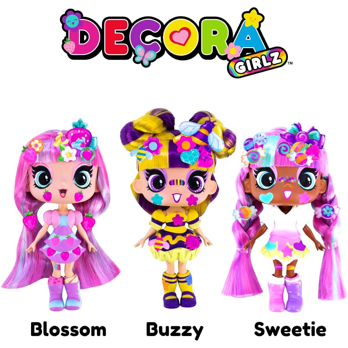 DECORA GIRLZ 5 inch Dolls 3 Pack - Blossom, Buzzy and Sweetie.