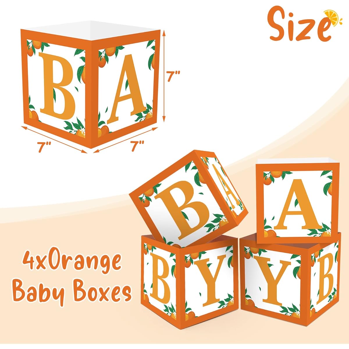 Sinasasspel Little Cutie Baby Shower Decorations Orange Party Centerpiece Box Clementine Baby Blocks with Letters Birthday Party Floral Table Display Gender Reveal Party Favors for Boys and Girls