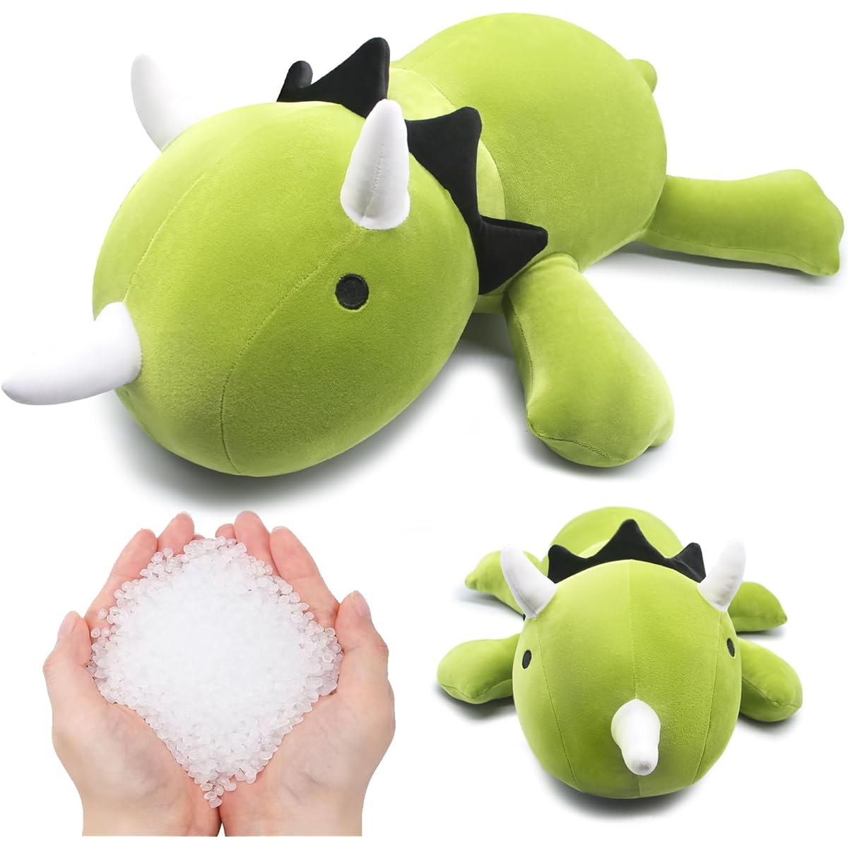NUQUNDOY Weighted Dinosaur Plush Toy, Green Dinosaur Weighted Pillow, Dinosaur Stuffed Animal, 15.7 Inch Cute Throw Dinosaur Pillow, Super Soft, Great Gift for Kids/Adults/Mom/Wife, 1.7 Lbs